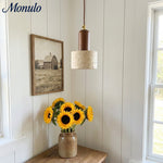 Load image into Gallery viewer, WabiLum Minimalist Travertine Wood Pendant Light - Bedroom Dining Lighting