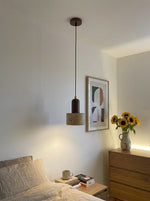 Load image into Gallery viewer, WabiLum Minimalist Travertine Wood Pendant Light - Bedroom Dining Lighting