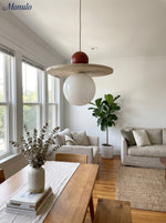 Load image into Gallery viewer, Flying Disc Stone Shade Pendant Light - Modern Minimal Dining Room Focus