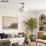 Bild in Gallery-Viewer laden, Kalvora Mid-Century Runde Deckenleuchte mit Glasschirm - Innen-Deckenleuchte für Schlafzimmer und Flure