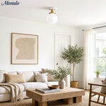 Load image into Gallery viewer, Glorica Opal Glass Semi-Flush Ceiling Light – Mid-Century Modern Fixture for Living Room