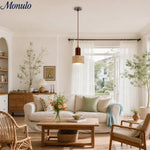 Load image into Gallery viewer, WabiLum Minimalist Travertine Wood Pendant Light - Bedroom Dining Lighting