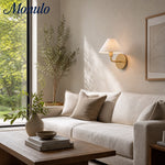Load image into Gallery viewer, Gilda Fabric Drum Shade Wall Sconce - Modern Brass Accent Light for Bedroom and Hallway