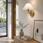 Load image into Gallery viewer, Gilda Fabric Drum Shade Wall Sconce - Modern Brass Accent Light for Bedroom and Hallway