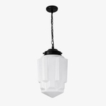 Bild in Gallery-Viewer laden, Vintage Art Deco Milchglas Pendelleuchte
