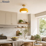 Load image into Gallery viewer, Retro Brass Bauhaus Glass Disc Ceiling Lamp