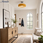 Load image into Gallery viewer, Retro Brass Bauhaus Glass Disc Ceiling Lamp