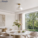Load image into Gallery viewer, Retro Brass Bauhaus Glass Disc Ceiling Lamp