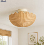 Bild in Gallery-Viewer laden, Olvara gewellte Rattan-Blasen-Deckenleuchte – Boho Anders Stil Deckenlampe für Schlafzimmer