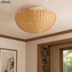 Bild in Gallery-Viewer laden, Olvara gewellte Rattan-Blasen-Deckenleuchte – Boho Anders Stil Deckenlampe für Schlafzimmer