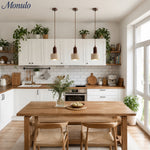 Bild in Gallery-Viewer laden, WabiLum Minimalistische Pendelleuchte aus Travertin und Holz – Schlafzimmer- und Esszimmerbeleuchtung