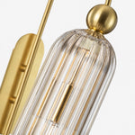 Load image into Gallery viewer, Cylinder Ribbed Glass Wall Sconce – Metal Modern Vintage Light for Bedroom and Hallway