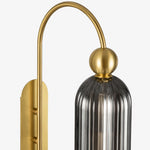 Load image into Gallery viewer, Cylinder Ribbed Glass Wall Sconce – Metal Modern Vintage Light for Bedroom and Hallway