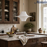Load image into Gallery viewer, Saebery UFO Pendant Light - White Metal and Acrylic Saucer Pendant Lamp for Bedroom and Dining Room