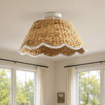 Load image into Gallery viewer, Ruvest Farmhouse Flush Mount Ceiling Light - Scallop Rattan for Warm Interiors