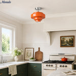 Load image into Gallery viewer, Koloro Semi Flush Mount Ceiling Light - Layered Round Glass Shade in Retro Modern Style for Hallway and Cloakroom