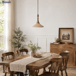 Cargar imagen en el visor de la Galería, Lámpara colgante de cerámica bohemia Eloria - Diseño de cúpula acanalada en madera y latón para dormitorio y comedor