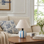 Load image into Gallery viewer, Eloria Ceramic Table Lamp - Fabric Shade Modern Minimalist Desk Lamp for Reading and Lounge Areas