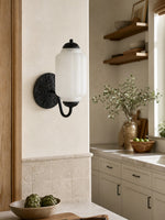 Load image into Gallery viewer, Eloise Vintage Scalloped Milk Glass Wall Sconce - Modern Accent Lighting for Bathroom and Bedroom