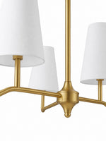 Load image into Gallery viewer, Strellux 4-Light Linear Chandelier with White Fabric Drum Shades, Brass or Black Dining Room and Kitchen Island Lighting