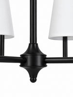 Load image into Gallery viewer, Strellux 4-Light Linear Chandelier with White Fabric Drum Shades, Brass or Black Dining Room and Kitchen Island Lighting