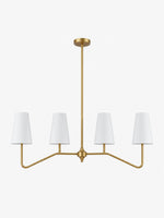 Load image into Gallery viewer, Strellux 4-Light Linear Chandelier with White Fabric Drum Shades, Brass or Black Dining Room and Kitchen Island Lighting