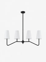 Load image into Gallery viewer, Strellux 4-Light Linear Chandelier with White Fabric Drum Shades, Brass or Black Dining Room and Kitchen Island Lighting