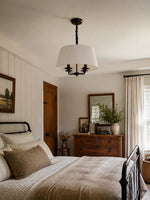 Load image into Gallery viewer, Tela French Style 4-Light Pleated Fabric Shade Chandelier with Painted Iron Frame for Bedroom and Dining Room
