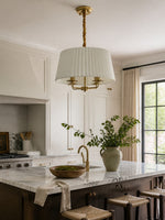 Load image into Gallery viewer, Tela French Style 4-Light Pleated Fabric Shade Chandelier with Painted Iron Frame for Bedroom and Dining Room