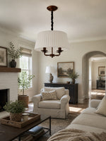 Load image into Gallery viewer, Tela French Style 4-Light Pleated Fabric Shade Chandelier with Painted Iron Frame for Bedroom and Dining Room