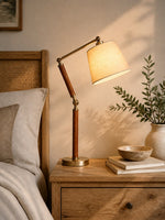 Charger l'image dans la visionneuse de galerie, Lampe de table réglable en bois massif avec abat-jour en tissu, pour bureau, table de chevet et coin lecture
