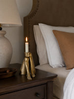 Load image into Gallery viewer, Kickra Sculptural Gold Leg Base Candle Holder - Dining and Living Decor