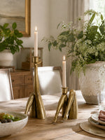 Load image into Gallery viewer, Kickra Sculptural Gold Leg Base Candle Holder - Dining and Living Decor