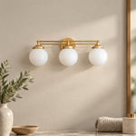 Load image into Gallery viewer, Glorica Glass Modern 3 Light Globe Vanity Wall Light for Bathroom