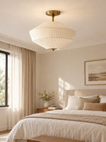 Load image into Gallery viewer, Elumina Silk Semi-Flush Metal Fabric Shade Ceiling Light – Ideal for Living & Bedroom Spaces