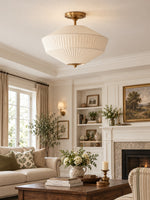 Load image into Gallery viewer, Elumina Silk Semi-Flush Metal Fabric Shade Ceiling Light – Ideal for Living & Bedroom Spaces