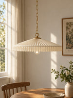 Load image into Gallery viewer, Elumina Pleated Fabric Silk Shade Pendant – Mid Century Hanging Light for Dining Room