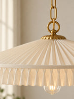 Load image into Gallery viewer, Elumina Pleated Fabric Silk Shade Pendant – Mid Century Hanging Light for Dining Room
