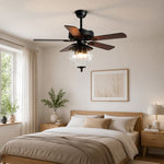 Cargar imagen en el visor de la Galería, Konoha and Banana Leaf Wooden Ceiling Fan Light