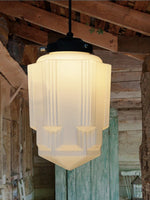 Load image into Gallery viewer, Vintage Art Deco Milk Glass Pendant Light