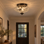 Charger l'image dans la visionneuse de galerie, Modern Farmhouse 2-Light Hammered Water Glass Flush Mount Ceiling Light