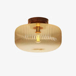 Cargar imagen en el visor de la Galería, Lámpara de Techo Corrugada Amberflow - Lámpara de Vidrio Vintage para Pasillo