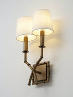 Load image into Gallery viewer, Vintage Fabric Wall Sconce – Double Drum Shade for Bedroom or Hallway