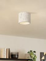 Load image into Gallery viewer, Cylindrical Travertine Lamp - LED Wabi Sabi Ceiling Light for Modern Homes