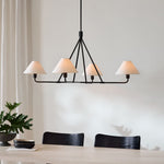 Cargar imagen en el visor de la Galería, Lámpara de araña Diora con pantalla de lino: lámpara de comedor e isla de 2 o 4 luces