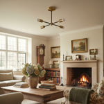 Load image into Gallery viewer, Mobilux Line Mid-Century Gold Sputnik Chandelier – Semi-Flush Geometric Brass Fixture