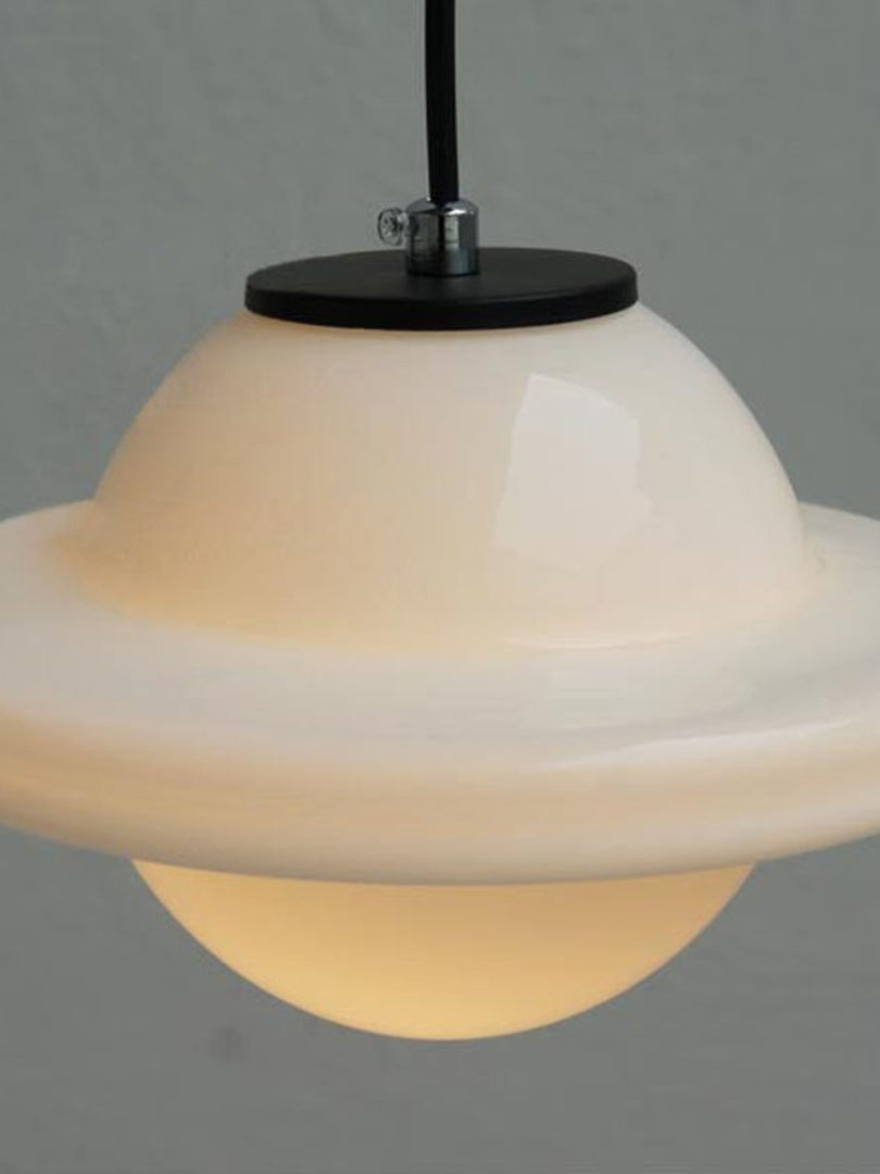 Vintage Art Deco Milk Glass Pendant Light