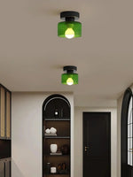 Load image into Gallery viewer, Nordic Morandi Cylinder Glass Ceiling Light – Colorful Fixture For Hallways