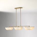 Load image into Gallery viewer, Ferosa Brass Glass Linear Chandelier – 3 Light Milk Glass Dining Lighting