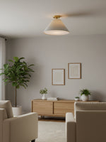 Charger l'image dans la visionneuse de galerie, Suspension tambour conique Lorvion - Suspension et plafond conique en lin et laiton